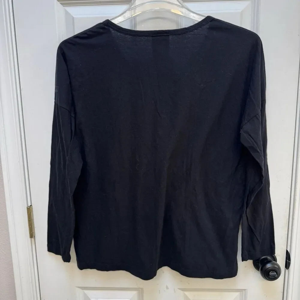 Vocal USA Embellished Skull Cowgirl Long Sleeve Top Size S Black Boho Glam